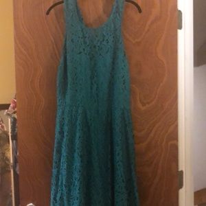 Green lace dress with under slip.